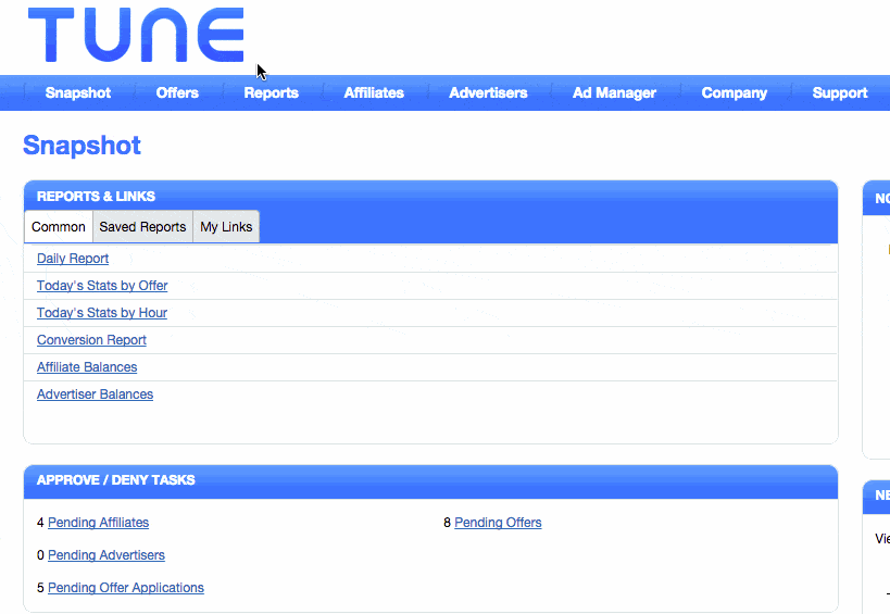 Event Tracer TUNE interface