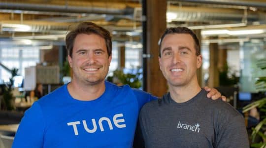 CEO of TUNE Peter Hamilton with CEO of Branch Alex Austin