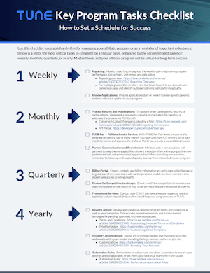 TUNE Key Program Tasks Checklist