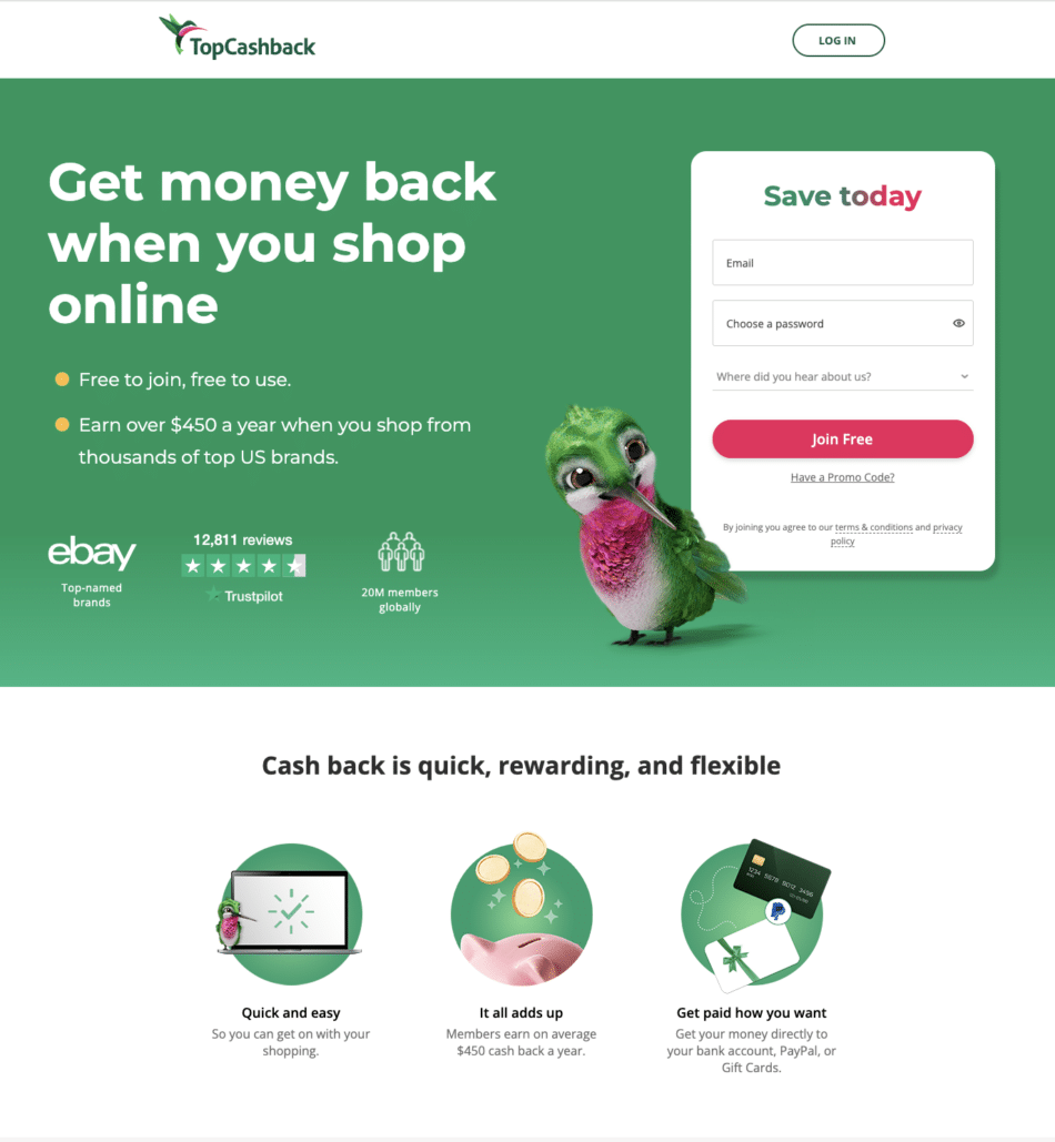 TopCashback.com is a loyalty and rewards affiliate perfect for financial services marketers.